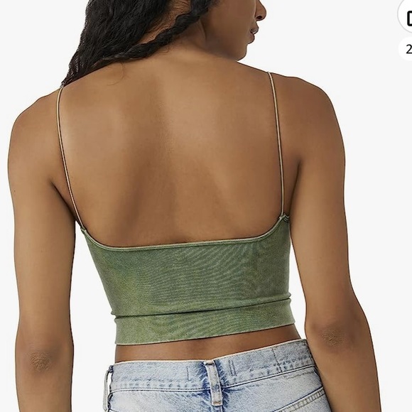 Free People Intimately Brami Sage Green Spaghetti Strap Tube Crop Top Sz M / L - Picture 3 of 9